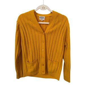 Vintage Sears Mustard Yellow Cardigan Sweater Sz. 42 Pockets